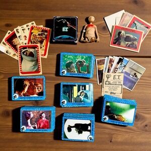 1982 Vintage E.T. Movie Lot of 300 + Trading Cards, Stickers, Figure and Soap